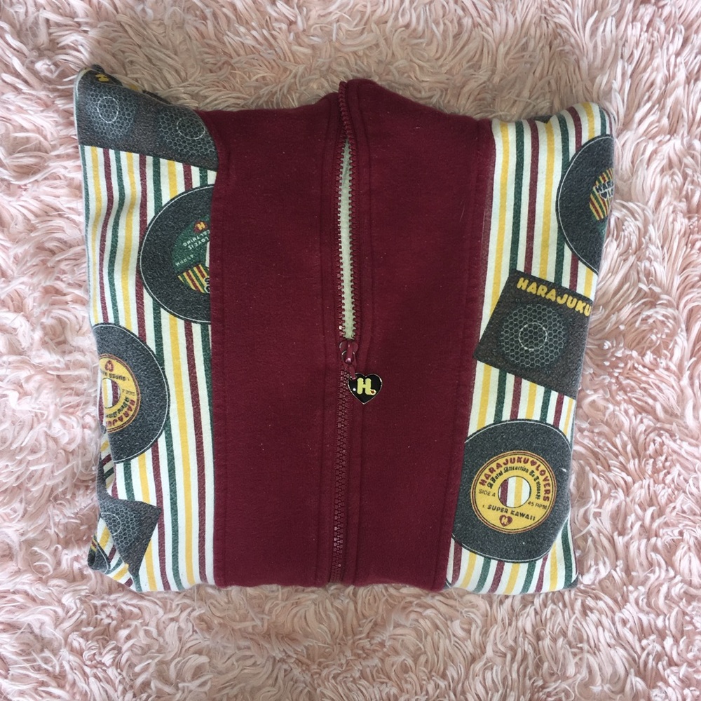 Vintage Harajuku Lovers Zip Hoodie Boombox Print Graphic Jacket, Size M - Picture 3 of 5